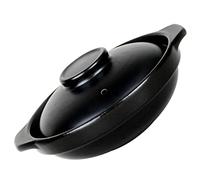 LIFKOME Ceramic Casserole Pot with Lid for Home Cooking Flat Base Braised Chicken and Rice Cooking Pot Shallow Person Japanese Style Claypot for Soup Bibimbap and Stew