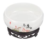 LIFKOME Ceramic Hydroponic Pot for Garden and Home Use, Well-made Non-hole Daffodil Plant Pot with Base, Chinese Style Rustic Deep Planter for Indoor Flowers and Succulents Color