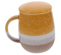 LIFKOME Ceramic Tea Cup with Strainer and Lid 350ml Water Mug for Milk Juice Coffee Oatmeal Smooth Edges Suitable for Home Office Café Portable Ceramics Cup