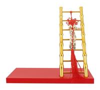 LIFKOME Chinese Knot Decor Ladder Ornament with Red Base, Large Chinese Style Table Decoration for Housewarming and New Year, Traditional Feng Shui Home Accent