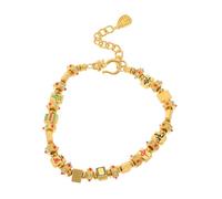 LIFKOME Chinese Mahjong Beaded Bracelet Adjustable Zinc Alloy Jewelry for Women Lucky Feng Shui Wristlet with Auspicious Tile Design Cultural Fusion Accessory Prosperity and Wealth