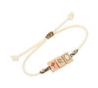 LIFKOME Chinese Mahjong Style Braided Bracelet Handmade Feng Shui Rope Jewelry for Women Beige Wealth Bracelet Enhancing Personal Fortune and Positive Luck