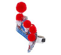 LIFKOME Chinese Style Peking Opera Hat Traditional Headdress Unisex Stage Performance Party Festival Headpiece with Blue Base and Red Pom Pom Comfortable and Versatile for Men and Women