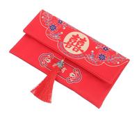 LIFKOME Chinese Wedding Red Envelope Large Cloth Embroidered Money Bag with Brocade Fabric for Bridal, 33x25cm Creative Festival Luck Money Packet Suitable for Wedding Ceremony