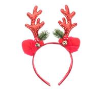 LIFKOME Christmas Reindeer Antlers Headband for Women and Girls Festive Red Glitter Hair Accessories for Holiday Parties Lightweight and Comfortable Design for Celebrations