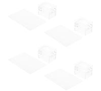 LIFKOME Clear Silicone Nail Stamper Set with Scraper for Manicure Art, Transparent Small Square Flexible Nail Stamping Tool Kit for French Tips and Detailed Nail Designs, 4 Sets