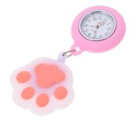 LIFKOME Clip-on Hanging Pocket Watch Cat Paw Shaped Retractable Rope Luminous Quartz Easy-Pull Buckle for Nurses Doctors Children