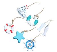 LIFKOME Colorful Fish Net Decorations 6pcs Mediterranean Sea Style Ornament Pendant Nautical Hanging Decor Sea Star Resin Pendant for Room Random Style