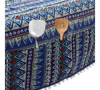LIFKOME Cotton Linen Washing Machine Cover Dustproof Protector with Breathable and Washable Fabric, Non-slip Blue Washer Protective Cover Suitable for Refrigerator or Washing Machine