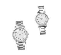 LIFKOME Couple Watch Silver Chronograph Mens and Wristwatch Set Fashion Alloy Scratch-Resistant Ideal Couples