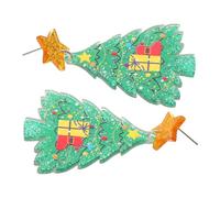 LIFKOME Creative Acrylic Christmas Tree and Star Earrings Lightweight Holiday Dangle Jewelry for Women Party Festive Ornament Accessories Green