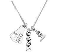 LIFKOME Creative Dna Chemistry Necklace with Alloy Clavicle Chain Microscope Pendant for Biology Teachers Science Lovers and Daily Wear Accessories