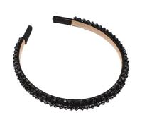 LIFKOME Crystal Beaded Headband for Elegant Four-row Black Crystal Beads Chic Hairband Fashion Accessory for Parties Cosplay and Special Occasions