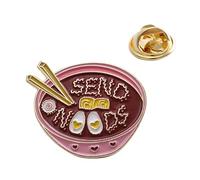 LIFKOME Cute Cartoon Ramen Bowl Enamel Pin Brooch Dark Red Alloy Funny Noodles Accessory for Backpacks Clothes Lapels Gift for Women and Friends