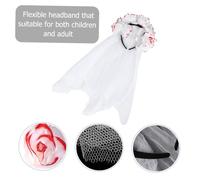 LIFKOME Day Dead Floral Headband with Bloodstain Veil Halloween Party Costume Headpiece Cloth and Material for Horror Atmosphere Celebration