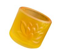 LIFKOME Delicate Glass Lotus Water Cup for Buddhist Offerings Household Ritual Accessory with Amber Hue Artistic Home Decor for Spiritual Worship and East Asian Culture Enthusiasts