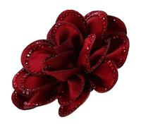 LIFKOME Detachable Winter Shoe Clips with Red Rhinestone Rose Handmade Polyester Flower Shoe Decorations and Boots Alloy Craft Accessories