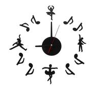 LIFKOME DIY Acrylic Music Note Wall Clock Sticker Silent Home Decor for Living Bedroom Easy to Stick Smooth Surfaces Energy-saving Mute Clock for Modern Style