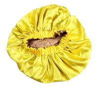 LIFKOME Double-Layer Satin Sleeping Cap with Wide Elastic Band for Women Yellow, Chemotherapy Night Hair Bonnet, Soft Hair Protection for Sleeping and Beauty Care