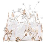 LIFKOME Dragonfly Bridal Crown Cake Topper, Unique Crown Shape Wedding Party Decoration, Beautiful Non-Edible Birthday Cake Ornament for Celebration