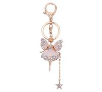LIFKOME Elegant Fairy Keyring Crystal Flower Design Metal Key Pendant for Organizing Keys and Backpack Clasp, Birthday and Anniversary