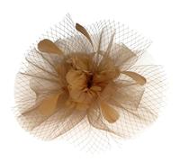 LIFKOME Elegant Mesh Fascinator Hat with Clip Headband for Women Tea Parties Weddings and Cocktail Events Lightweight Unique Design Comfortable Fit Accessory for Special Occasions Golden
