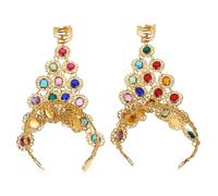 LIFKOME Elegant Rhinestone Belly Dance Bracelet with Finger Rings Hand Chain Jewelry for Women Cultural Performances and Party Accessories Red Beaded Bangles for Stage Dancing