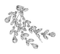LIFKOME Elegant Rhinestone Crystal Leaf Hair Clip Barrette for Women Silver Side Hairpin with Sparkly Diamonds for Parties Weddings Festivals and Daily Hairstyles
