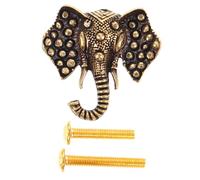 LIFKOME Elephant Head Brass Drawer Knob with Hook Vintage Animal Cabinet Pull for Kitchen Bathroom Closet Whimsical Elephant Shape Handle Dual-use Decorative Hardware for Modern Furniture