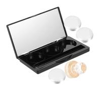 LIFKOME Empty Eyeshadow Palette 3-color Matte Black Rectangular Eyeshadow Case with Mirror, Round Aluminum Pans, Double-sided Tape and Press Tool Set for Makeup Storage and Travel Organizer