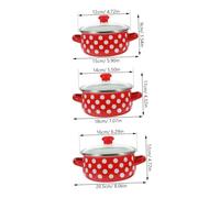LIFKOME Enamel Soup Pot Mini Cooking Pans Red Base White Dot Stew Stock Pots for Kitchenware High Temperature Resistant Compact Saucepan Trio for Boiling Noodles Soups Stews in Home