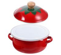 LIFKOME Enameled Cast Iron Cooking Pot 18cm Two-Handle Soup Stew Pot with Lid Wear-Resistant Multi-use Kitchen Cookware for Home and Portable Cooking Random Style
