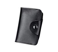 LIFKOME Endurable Genuine Leather Organ Shape Pouch Black Simple Stylish Card Wallet for Men and Women Classic Texture Certificate Holder for Everyday Use
