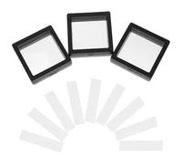 LIFKOME Fake Nail Storage Box 3pcs Black Thin Film 7x7cm with 10pcs Acrylic Display Strips False Nail Tray for Packaging and Display