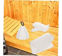 LIFKOME Felt Sauna Hat Glove Mat for Women Soft Blue Striped Bathing Cap with White Gloves and Mat Comfortable Steam Cap Sauna Accessory for Bathroom Shower Use