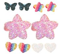 LIFKOME Five-Pointed Star Sequin Hair Ties 5 Pairs Elastic Fabric Hair Elastics for, Comfortable and Decorative for School Activities