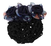 LIFKOME Flower Hairnet Clip for Women Hair Bun Cover Classic Navy Blue Floral Bun Net Hair Accessory for Nurses Stewardess Ballet Dancers Waitresses for Stage and Daily Wear