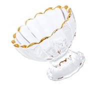 LIFKOME Flower Shaped Gold Trimmed Transparent Glass Dessert Cup Elegant Pudding and Sundae Bowl and Craftsmanship for Stylish Ice Cream Serving Single