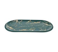 LIFKOME Food Serving Plate Dust-Resistant and Eco-Friendly Green Ceramic with Marble Pattern, Lightweight and Elegant Jewelry Display Dish for Western Dessert or Jewelry Shops