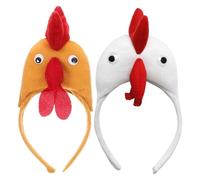 LIFKOME Funny Chicken Headband 2pcs Set, Three-dimensional White and Brown Chick Headbands for Adults, Festival Party Cosplay Hair Accessories