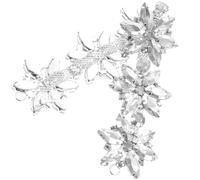 LIFKOME Glass Rhinestone Applique Chain with Marquise and Teardrop Crystals, White Floral 6-Petal Flower Patch for DIY Wedding Dress, Bridal Waistband Decoration, Clothing and Accessories