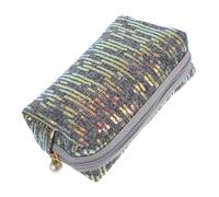 LIFKOME Glitter Sequin Makeup Bag Large Capacity Cosmetic Pouch Portable Travel Toiletries Organizer for Women and Girls Grey Gold