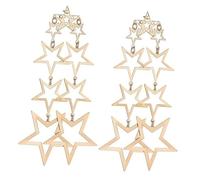 LIFKOME Golden Zircon Five-pointed Star Long Alloy Earrings for Women Stylish Ear Studs with Unique Vintage Design Easy to Wear Daily Jewelry Gift for Birthday and Holidays