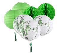 LIFKOME Green Paper Lantern Japanese Style for Dining Decoration | Hanging Design, Traditional Pattern Detail, Paper Build, Centerpiece Use, Easy Cleaning