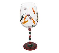 LIFKOME Hand-Painted Santa Wine Glasses Crystal Stemmed Goblets for Holiday Xmas Party Festive Theme Decorations for Red White Sparkling Wine Celebrations