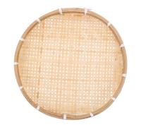 LIFKOME Handmade Round Woven Tray Lightweight Decorative Serving Basket for Fruit Vegetable Bread Organizer Farmhouse Style Multipurpose Shallow Plate for Outdoor Picnic Storage