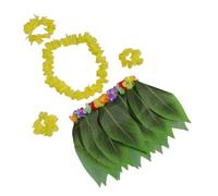 LIFKOME Hawaiian Costume for Women Luau Grass Skirt with Flower Lei Necklace Bracelet Tropical Beach Party Outfit Lightweight Adult Hawaiian Fancy Dress