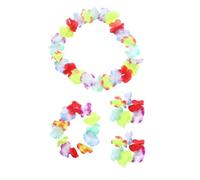 LIFKOME Hawaiian Hula Skirt Set for Green with Flower Headdress Bracelets Garland Comfortable Luau Costume Accessories for Beach Island Hawaiian-themed Parties
