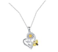 LIFKOME Heart Shaped Necklace for Women with Bee and Sunflower Pendant Charming Alloy Jewelry Gift for Birthday Banquet Family Dinner and Creative Love Heart Design
