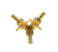 LIFKOME Heavy Duty Brass Y Shut Off Ball Valve Splitter for Water Fuel Air Tubing Pneumatic Pipeline System Corrosion-Resistant Connector with Barbed Edges for Secure Hose Connection